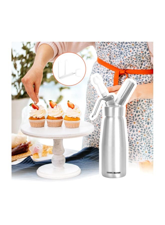 Stainless Steel Whipped Cream Dispenser Silver/White 26x8cm - Image 4