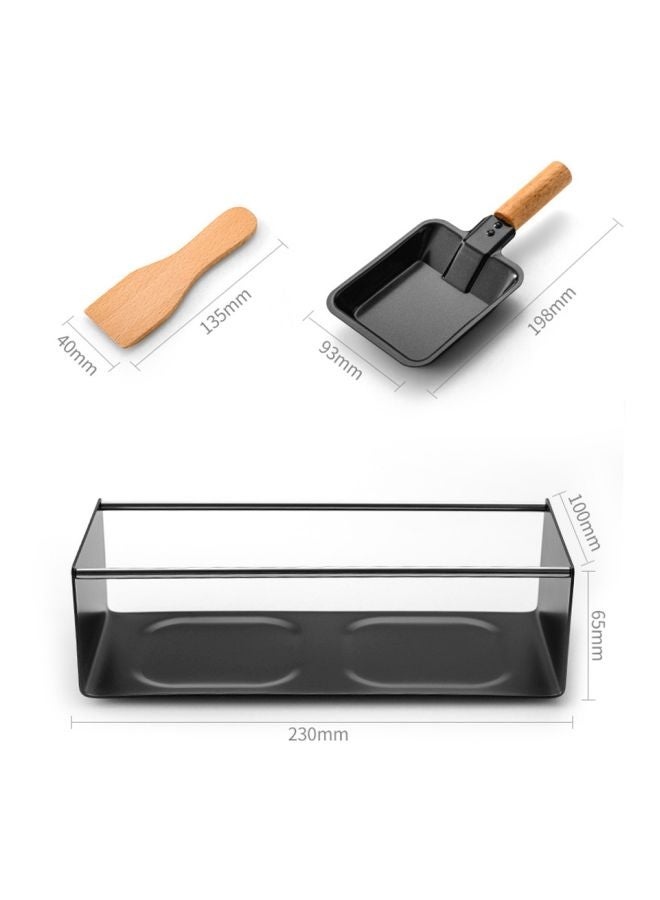 Generic Fondue Cheese Pot With Spatula Set Black Fondue 230x100x65, Pan 198x93, Spatula 135x40  - Image 5
