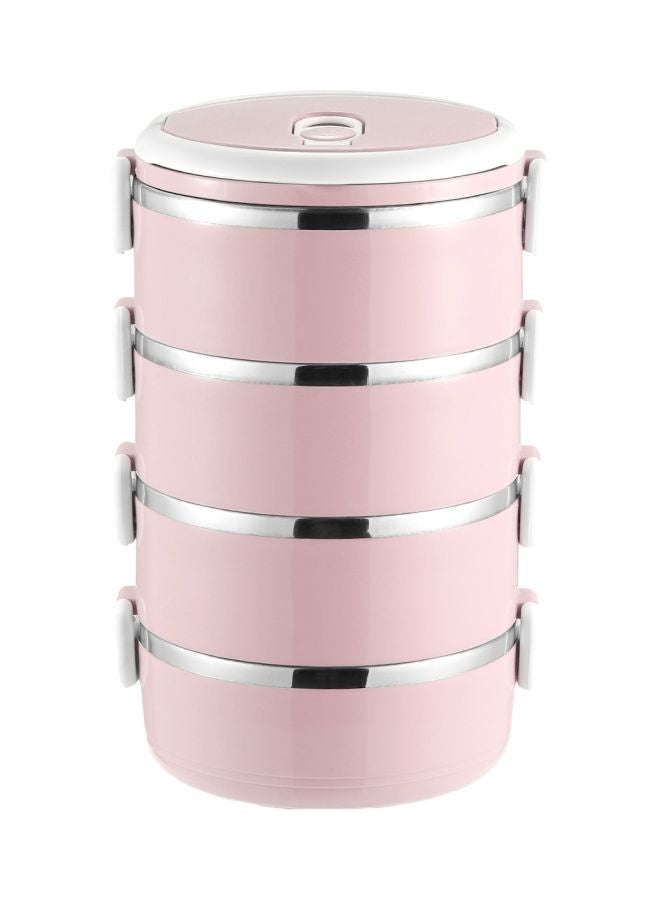 Four Layer Stainless Steel Lunch Box Pink/Silver 27.0x15.0x15.0cm - Image 1