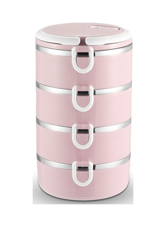 Four Layer Stainless Steel Lunch Box Pink/Silver 27.0x15.0x15.0cm - Image 2