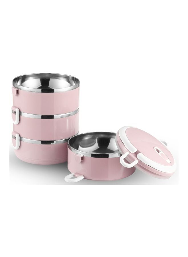 Four Layer Stainless Steel Lunch Box Pink/Silver 27.0x15.0x15.0cm - Image 4