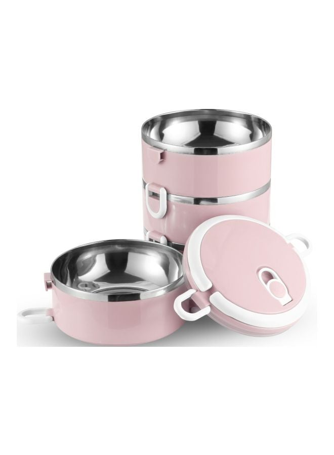 Four Layer Stainless Steel Lunch Box Pink/Silver 27.0x15.0x15.0cm - Image 5