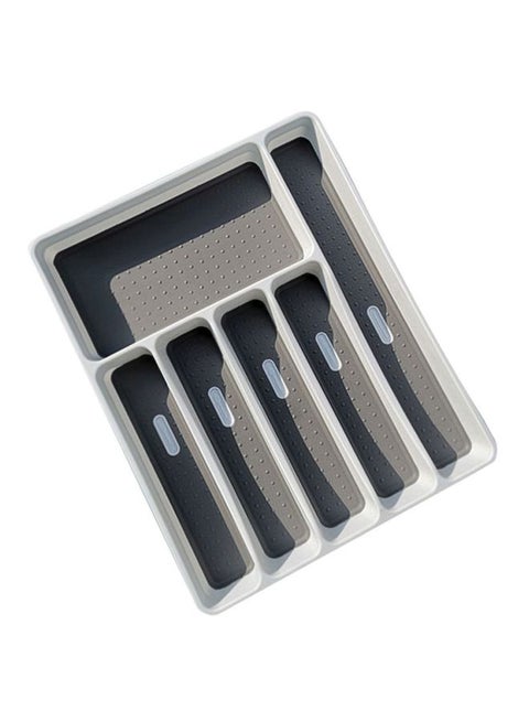 6-Section Cutlery Tray Grey/White 40x32x4.5centimeter