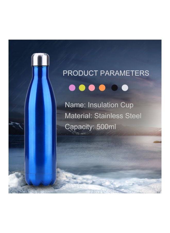 Generic - Stainless Steel Vacuum Insulated Water Bottle Blue/Silver 265x70mm - Image 1