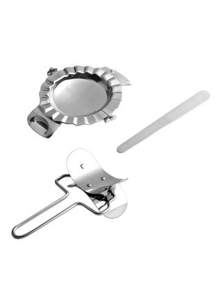 3-Piece Stainless Steel Dumpling Mould Set Silver Dumpling Press (1x9), Dumpling Cut (16x8.7), Filling Spoon (1x16)cm - v1592054306/N38534622A_1