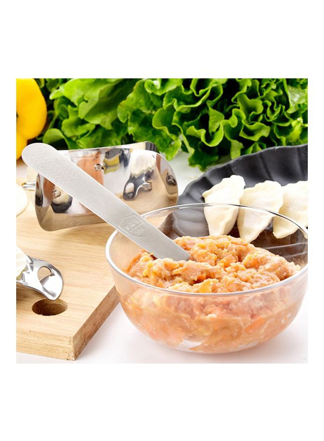3-Piece Stainless Steel Dumpling Mould Set Silver Dumpling Press (1x9), Dumpling Cut (16x8.7), Filling Spoon (1x16)cm