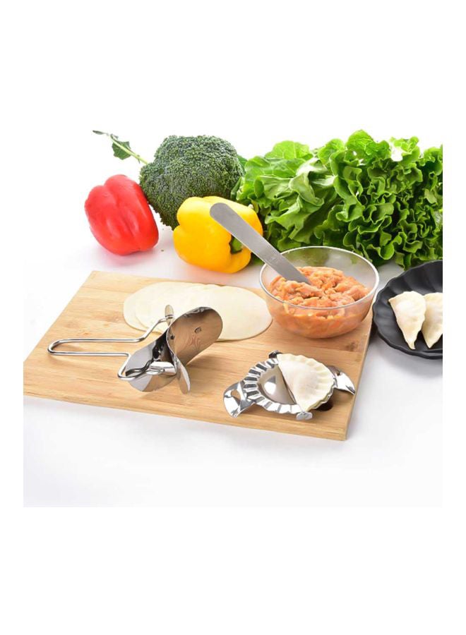 3-Piece Stainless Steel Dumpling Mould Set Silver Dumpling Press (1x9), Dumpling Cut (16x8.7), Filling Spoon (1x16)cm