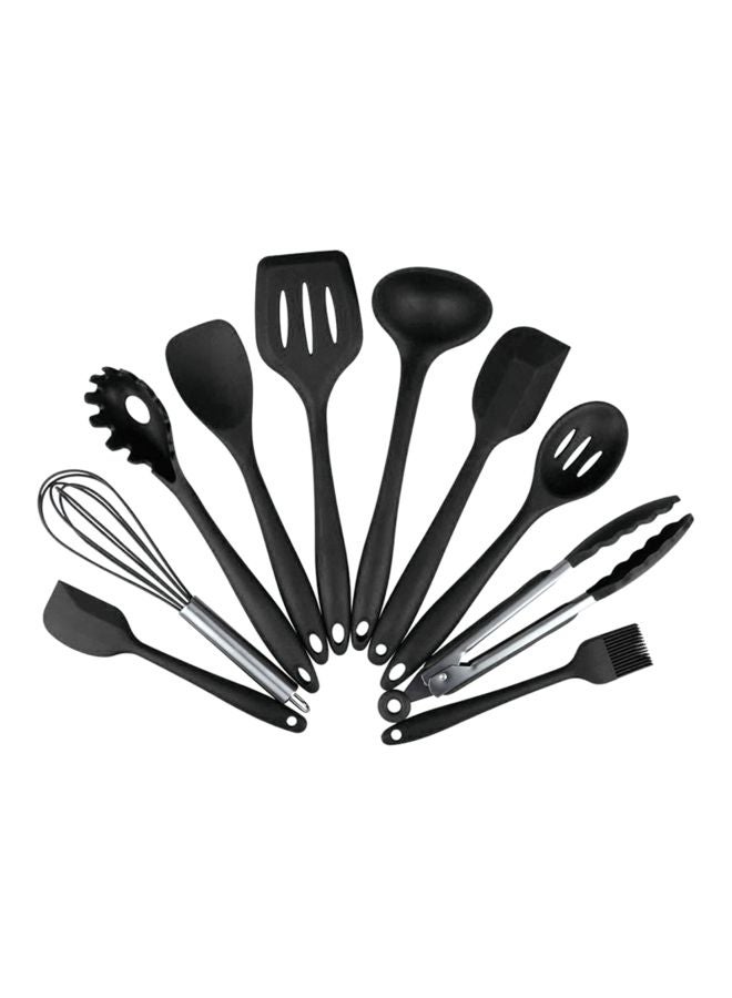 طقم أدوات طهي مضادة للالتصاق مكون من 10 قطع أسود Ladle 1x3.5, Pasta Fork 1x2.2, Spoonula 1x2.4, Slotted Spoon 1x2.4, Tong 1x1.6, Turner 1x2.8, Large Spatula 1x2.2, Whisk 1x2.4, Small Spatula 1x1.6, Basting Brush 1x1.3بوصة - Image 1