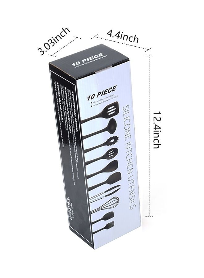 طقم أدوات طهي مضادة للالتصاق مكون من 10 قطع أسود Ladle 1x3.5, Pasta Fork 1x2.2, Spoonula 1x2.4, Slotted Spoon 1x2.4, Tong 1x1.6, Turner 1x2.8, Large Spatula 1x2.2, Whisk 1x2.4, Small Spatula 1x1.6, Basting Brush 1x1.3بوصة - Image 2