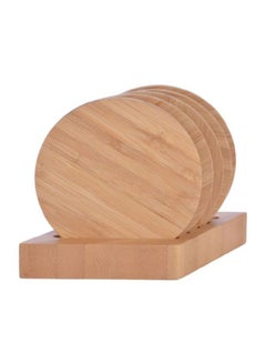 Pack Of 5 Bamboo Coaster With Holder Beige Coaster 5 (15x9x5)centimeter - v1592054373/N38541216A_1