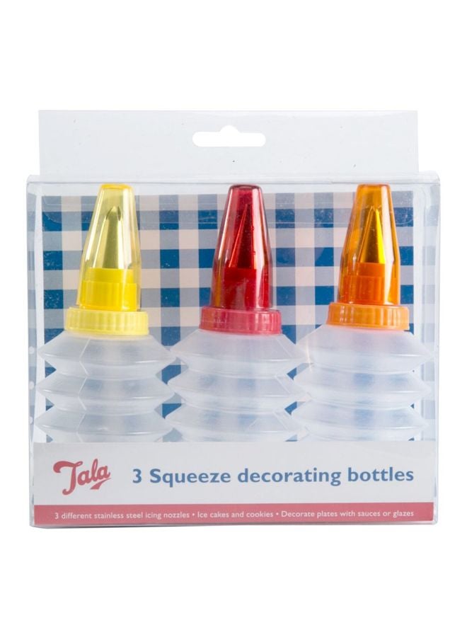 Tala 3-Piece Squeeze Decorating Bottle Set Clear/Red/Yellow 30cm