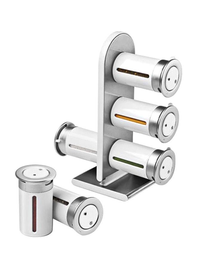 ZevrO - Zero Gravity Countertop Magnetic Spice Rack With Canisters Silver/White - Image 1