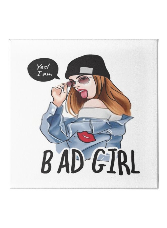The Bad Girl Canvas Wall Painting With Frame Blue/Brown/Black 30x30cm
