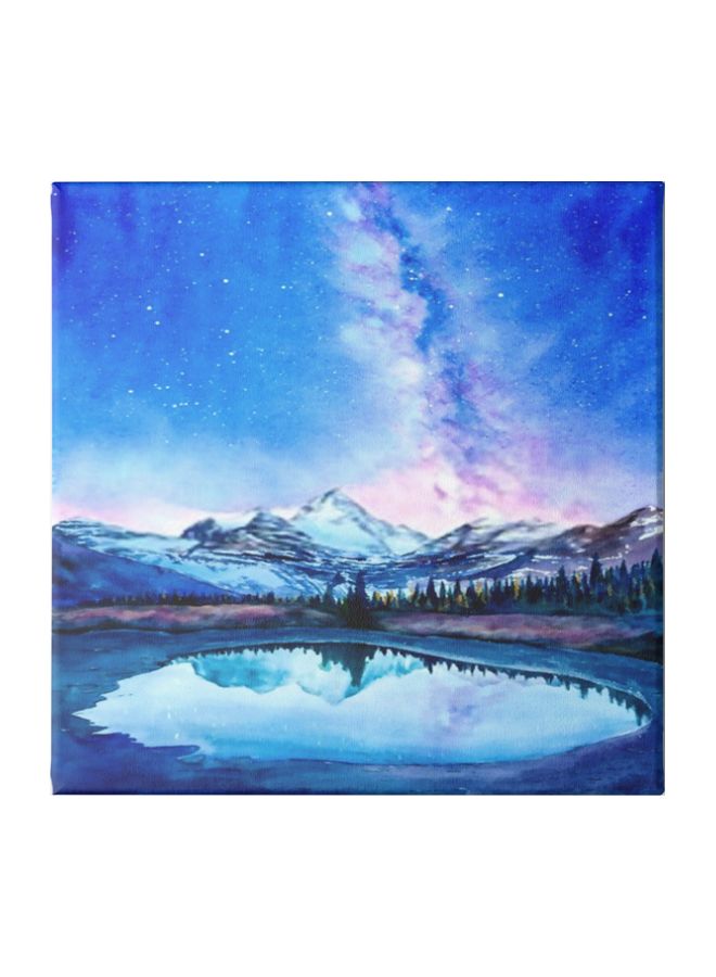 لوحة فنية لديكور الحائط بإطار مخفي تمثل الفضاء أزرق/أبيض/وردي 30x30سم