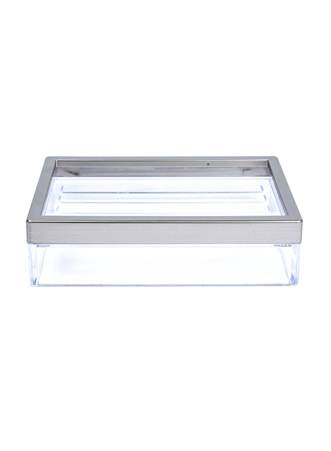 BHS Clarity Soap Dish Clear/Silver 10 x 5cm 