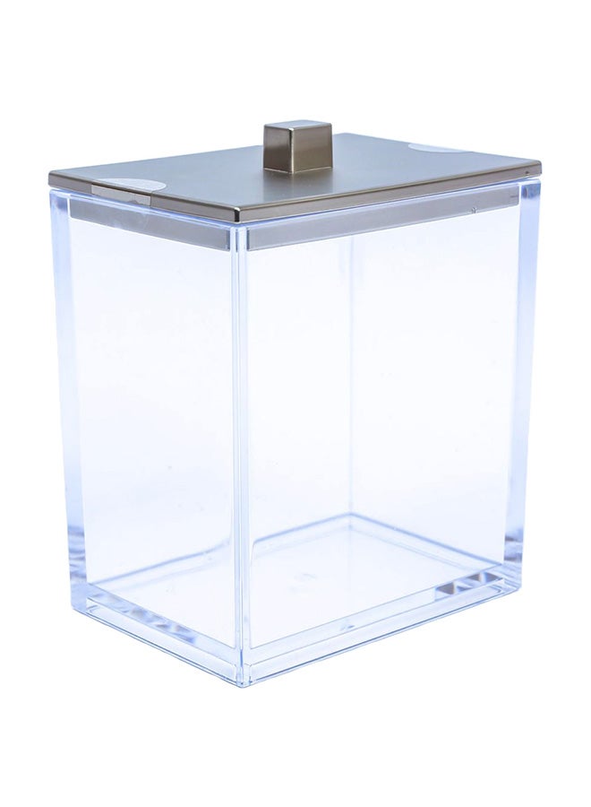 BHS - Clarity Bath Canister Clear/Silver 20 x 10cm - Image 1
