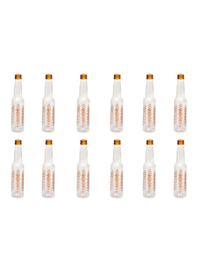 12-Piece Plastic Juice Bottles Clear/Gold 100ml