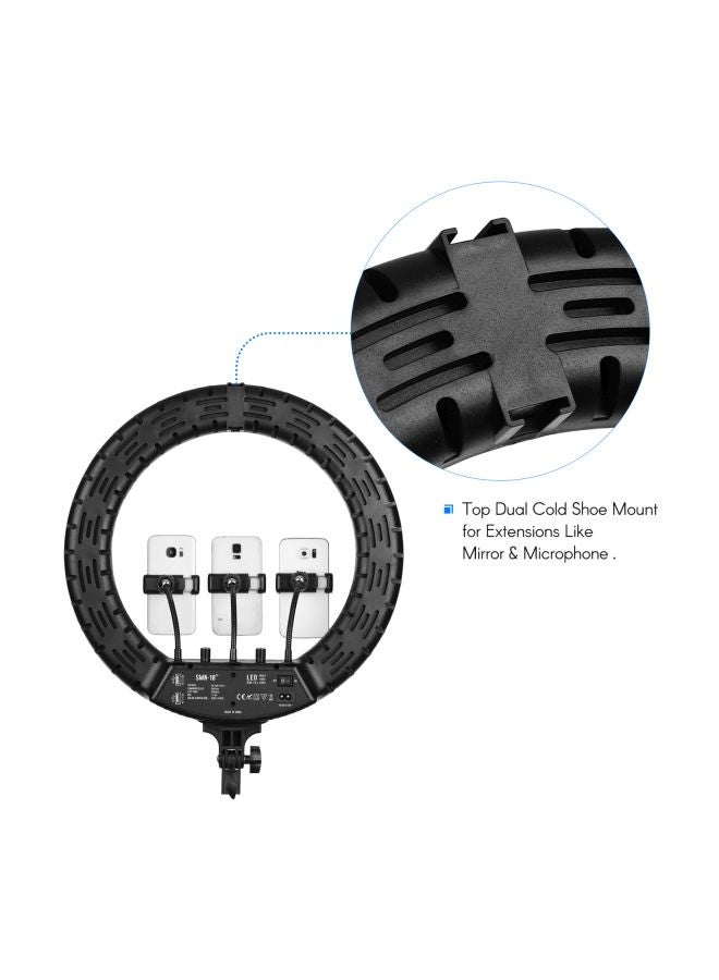 مصباح LED حلقي مع حامل ثلاثي القوائم أبيض - Image 4