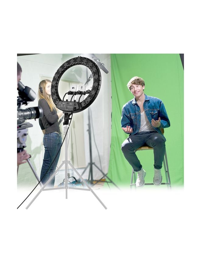 مصباح LED حلقي مع حامل ثلاثي القوائم أبيض - Image 3