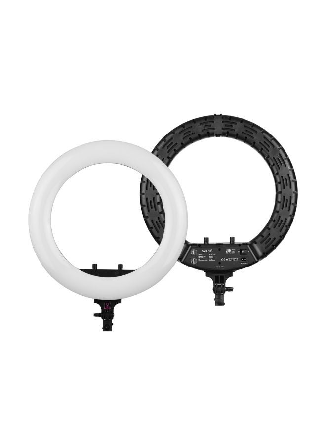 مصباح LED حلقي مع حامل ثلاثي القوائم أبيض - Image 4