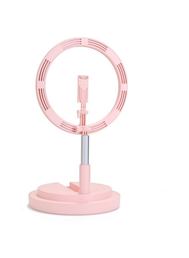 Dimmable LED Selfie Round Light With Phone Clip Pink/Silver - Image 4