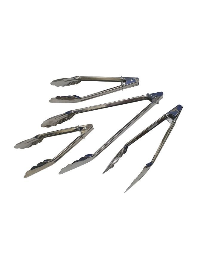 4-Piece Stainless Steel Tongs Silver Large Tong 30, Medium Tong 2 x 20, Small Tong 16cm - Image 1