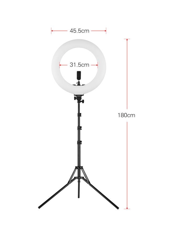 مصباح LED حلقي الشكل مع حامل للهاتف أسود - Image 3