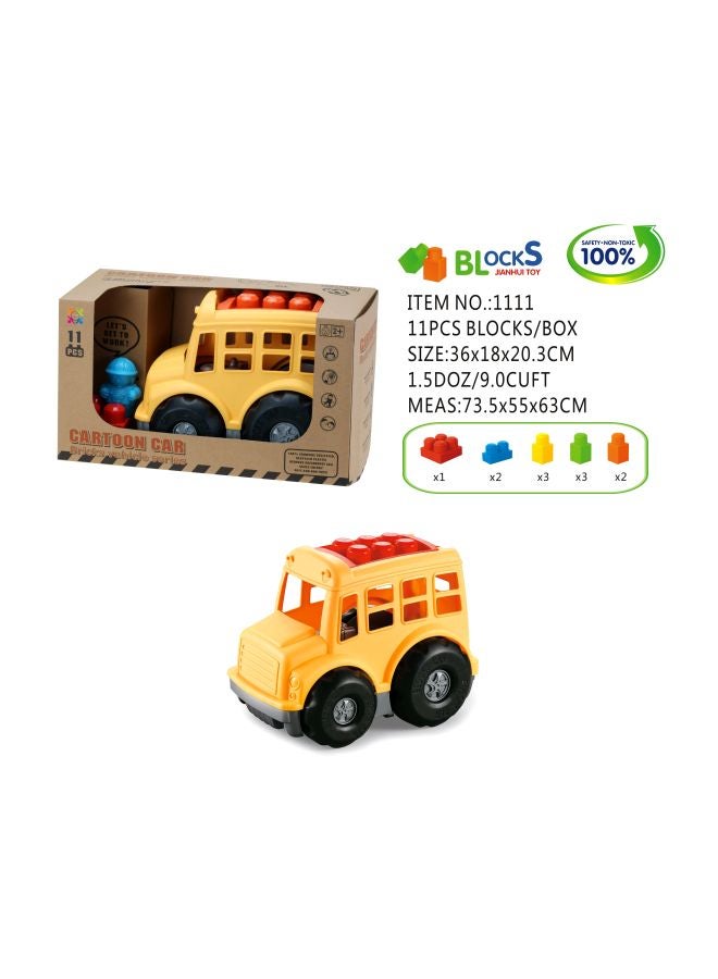 مجموعة لعبة بناء سيارة كرتونية مكونة من 11 قطعة من طراز 1111 1111 أكبر من سنتين - Image 2