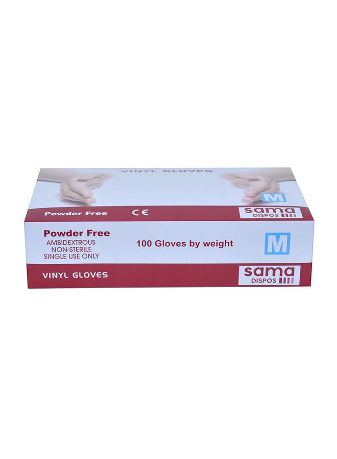 100-Piece Vinyl Hand Gloves Clear Medium - Image 2