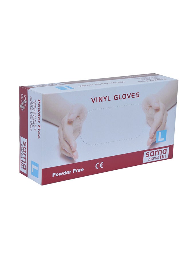 100-Piece Vinyl Hand Gloves Clear Large Clear Large - Image 1