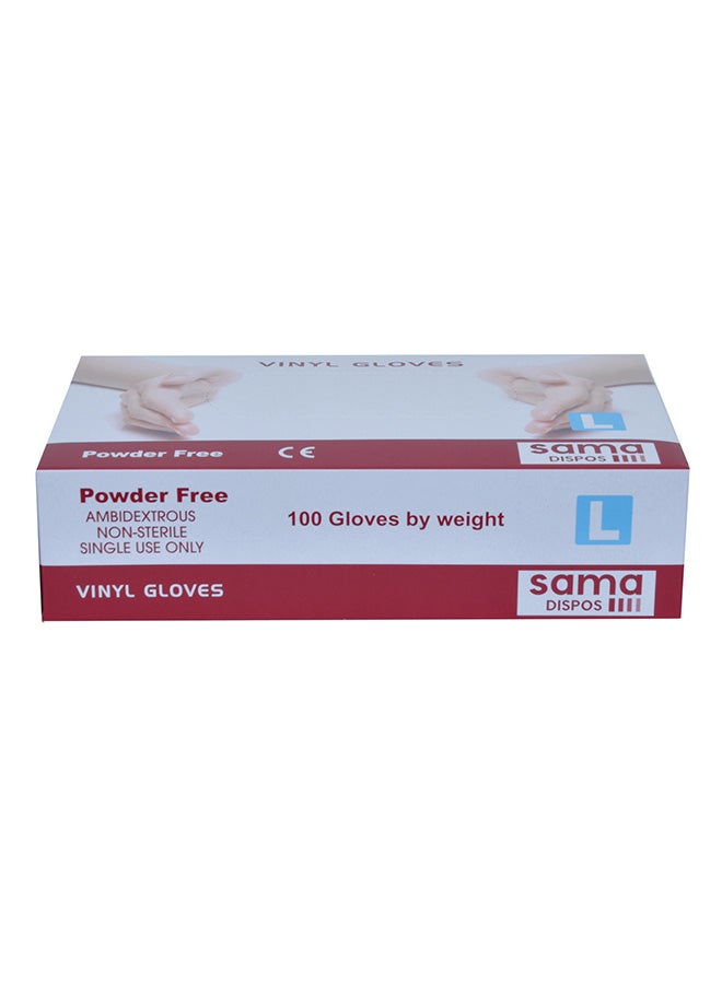 100-Piece Vinyl Hand Gloves Clear Large Clear Large - Image 2