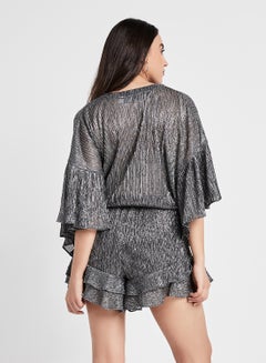 IRO Aeolus Ruffle Hem Playsuit Silver  - Image 2