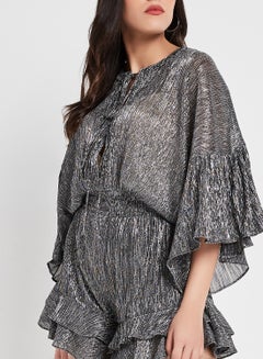IRO Aeolus Ruffle Hem Playsuit Silver  - Image 4