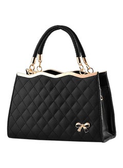 Vintage PU Leather Shell Style With Bowknot Shoulder Bag Black