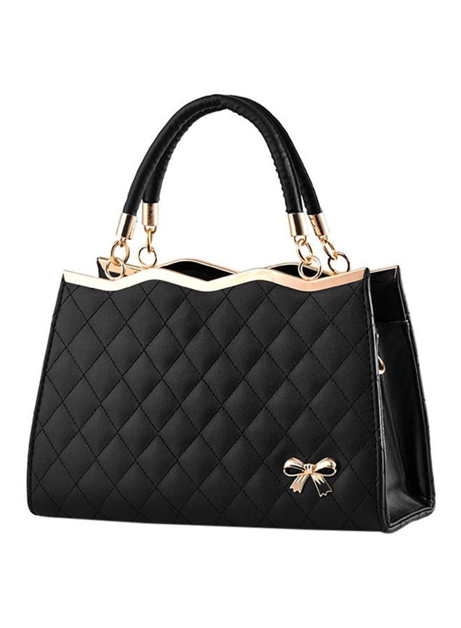 Generic - Vintage PU Leather Shell Style With Bowknot Shoulder Bag Black - Image 1