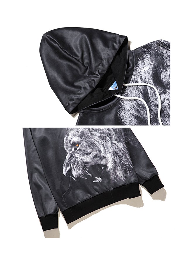 Mr.BaoLong&Miss.GO 3D Printed Long Sleeves Hoodie Black/White  - Image 4