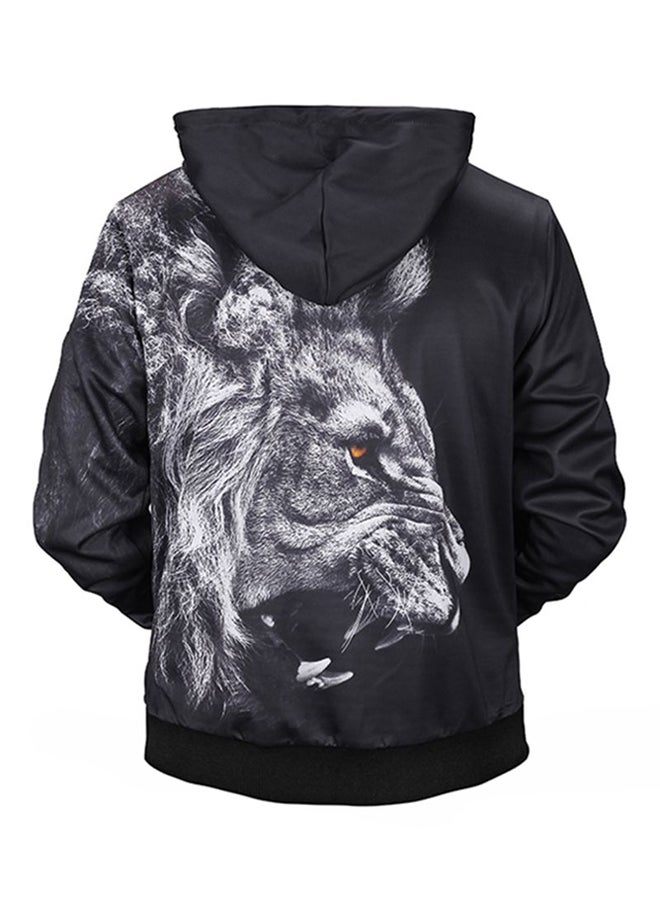 Mr.BaoLong&Miss.GO 3D Printed Long Sleeves Hoodie Black/White  - Image 2
