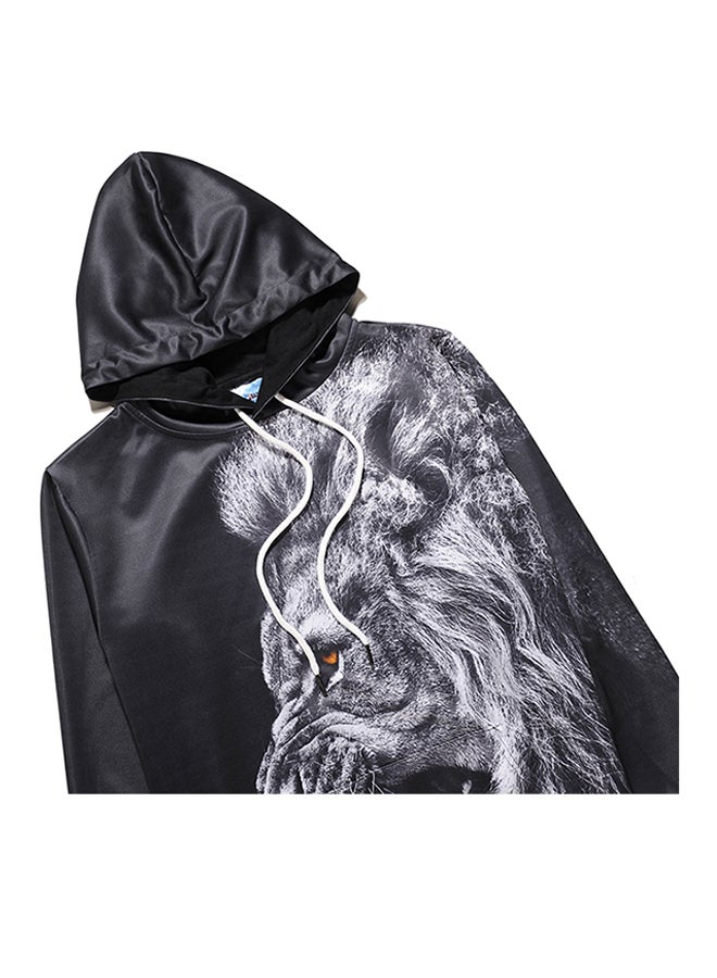 Mr.BaoLong&Miss.GO 3D Printed Long Sleeves Hoodie Black/White  - Image 3
