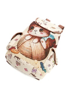 BAGGRA Cartoon Printed Canvas Backpack Beige  - Image 3