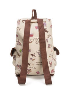 BAGGRA Cartoon Printed Canvas Backpack Beige  - Image 2
