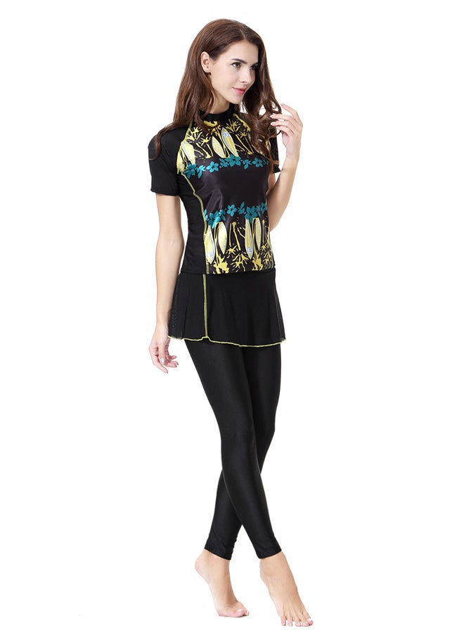 Casual Short Sleeves Arab Islamic Swimwear 1062909QQ Black  - Image 4