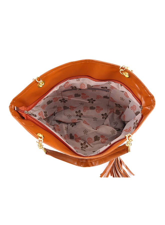 OUTAD Stripe Print Zipper Tote Bag Black/White - Image 3