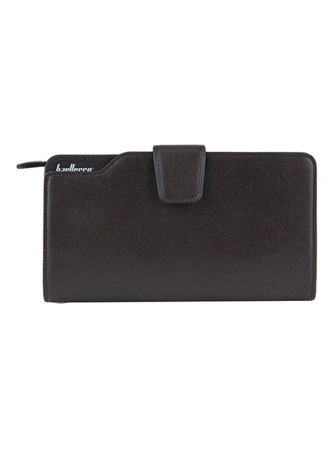 OUTAD Flap Closure Leather Wallet Black 