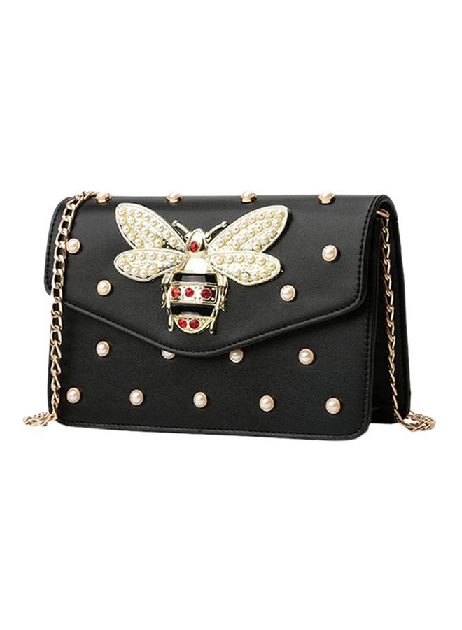 OUTAD 2017 Luxury Rhinestones Studded Crossbody Bag Black  - Image 1