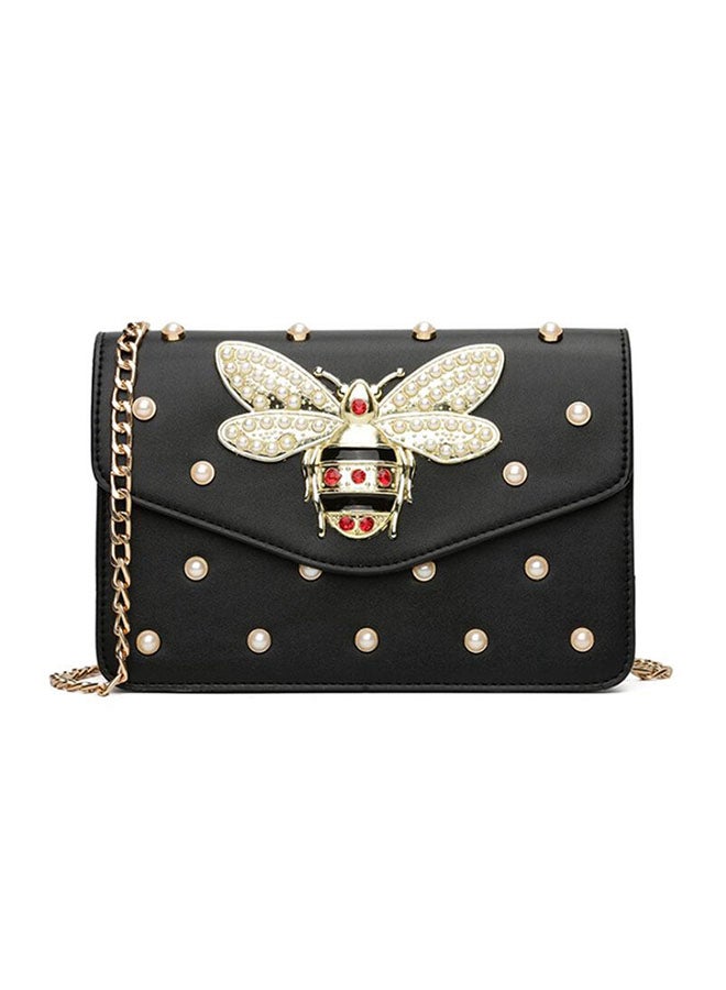 OUTAD 2017 Luxury Rhinestones Studded Crossbody Bag Black  - Image 2