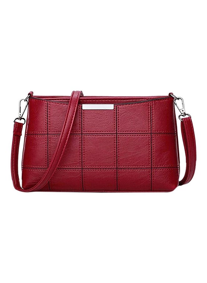 OUTAD - Leather Zipper Shoulder Bag Red - Image 1