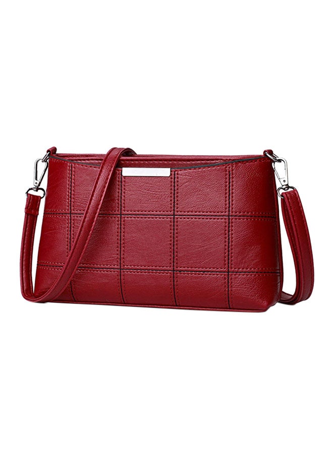 OUTAD - Leather Zipper Shoulder Bag Red - Image 1