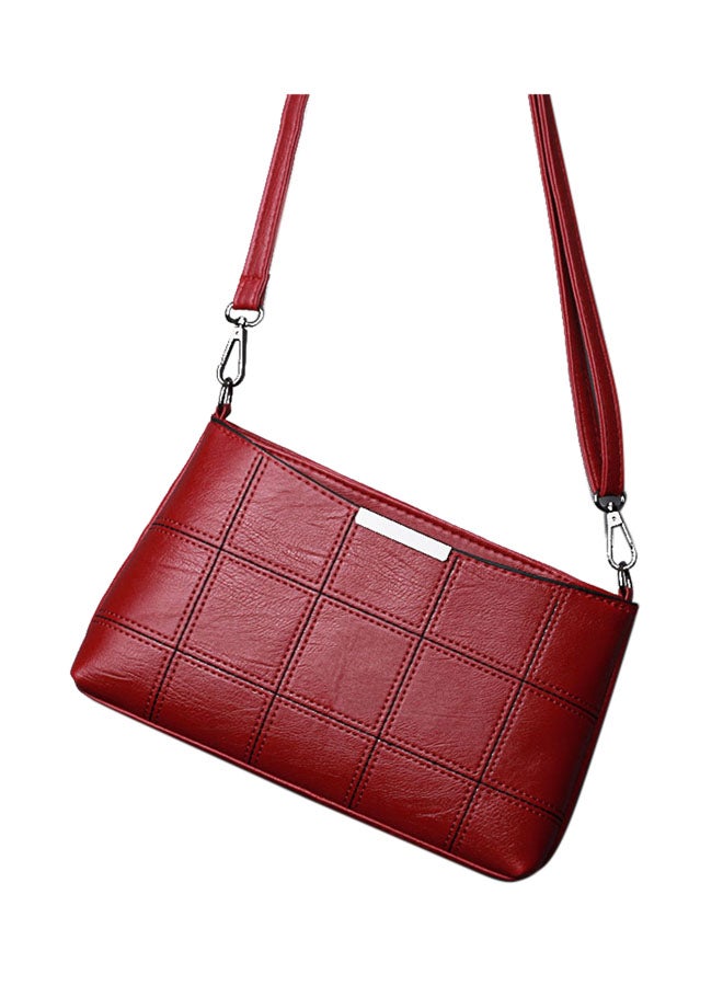 OUTAD - Leather Zipper Shoulder Bag Red - Image 1