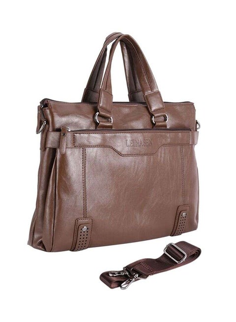 Leather Messenger Bag Light Brown