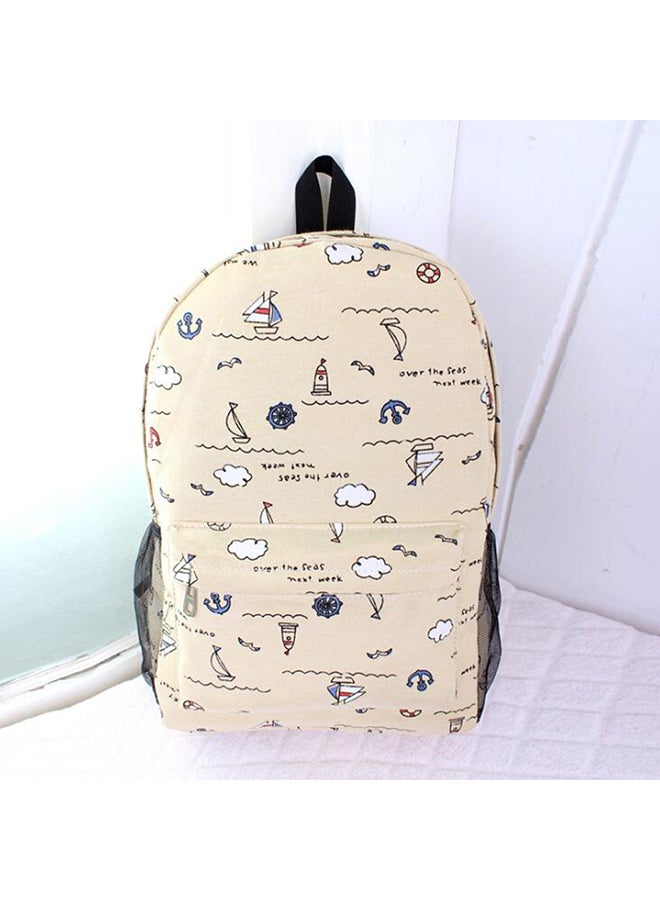 OUTAD Cartoon Printed Zipper Backpack Khaki - Image 2